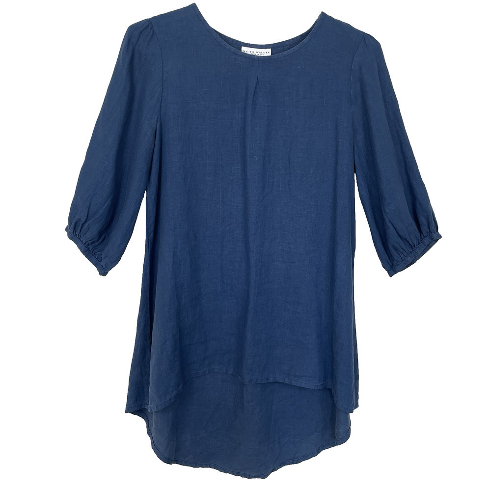 Bryn Walker 100% Linen Tunic Dress Women's Small Navy Boho Oversized Lagenlook